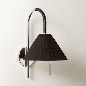 Crate & Barrel CB2-LTSG-10BK Pogo Black Cane Wall Sconce Chrome Pleated 9-Inch